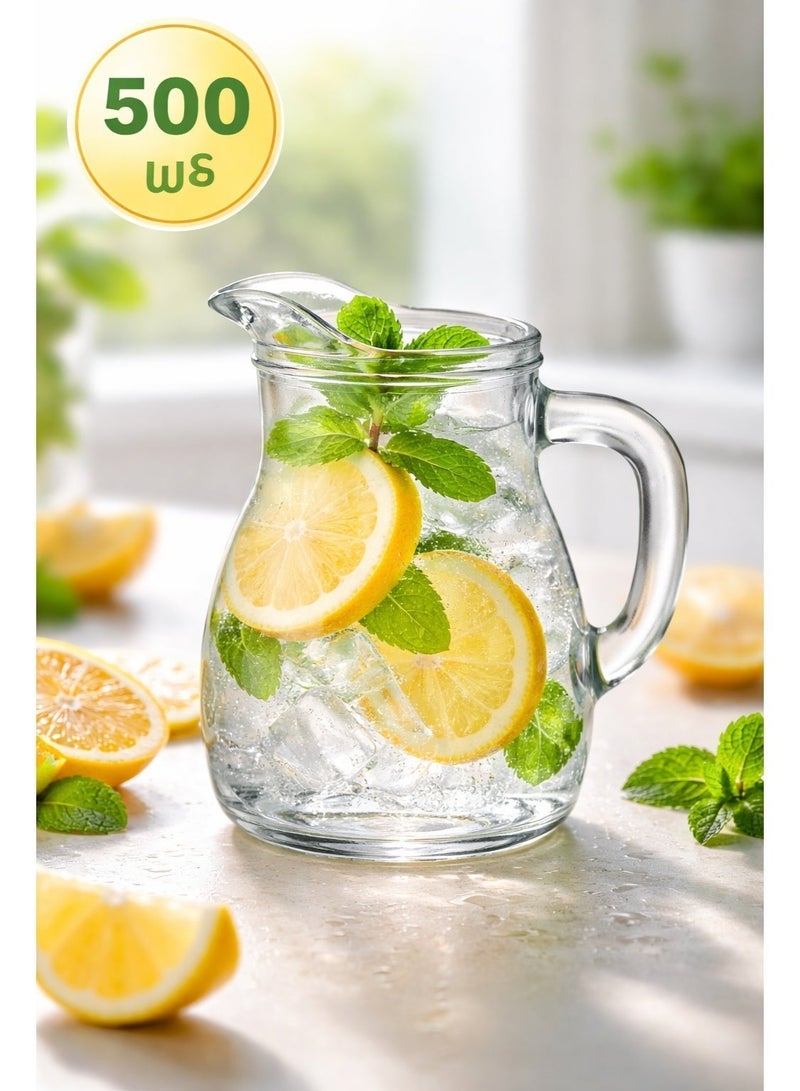 500 ملي إبريق تقديم زجاجي شفاف بسعة – تصميم بيسترو أنيق للماء والعصير والشاي المثلج – أدوات مشروبات شفافة وعملية للمناسبات والاستخدام اليومي - Image 3